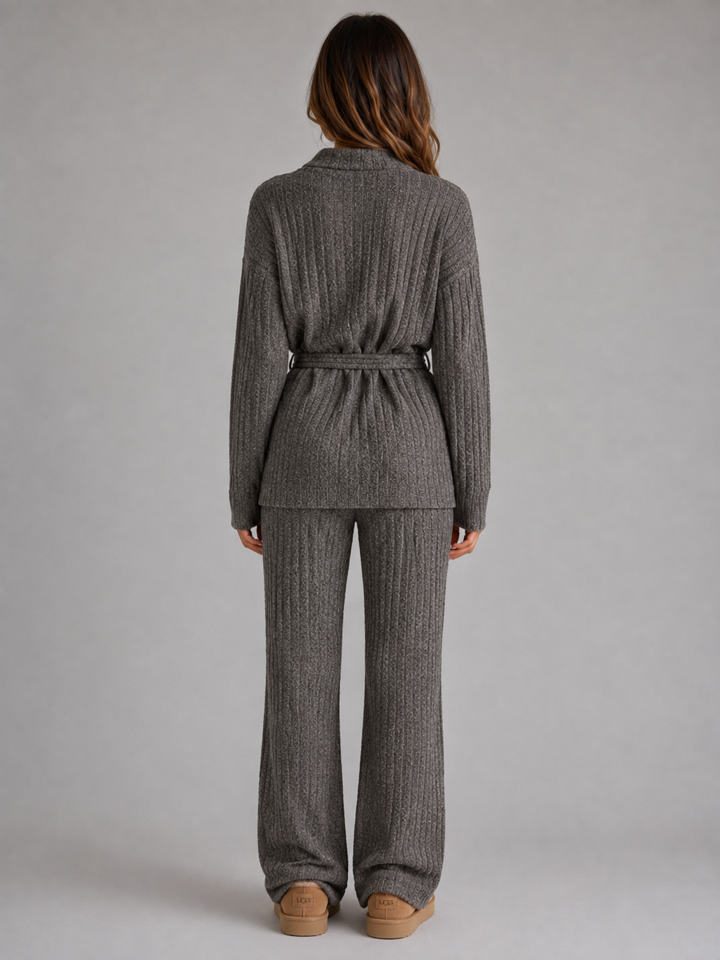 Kacob | Women's Roll Neck Jumper & Wide Leg Trousers Knitted Outfit Set