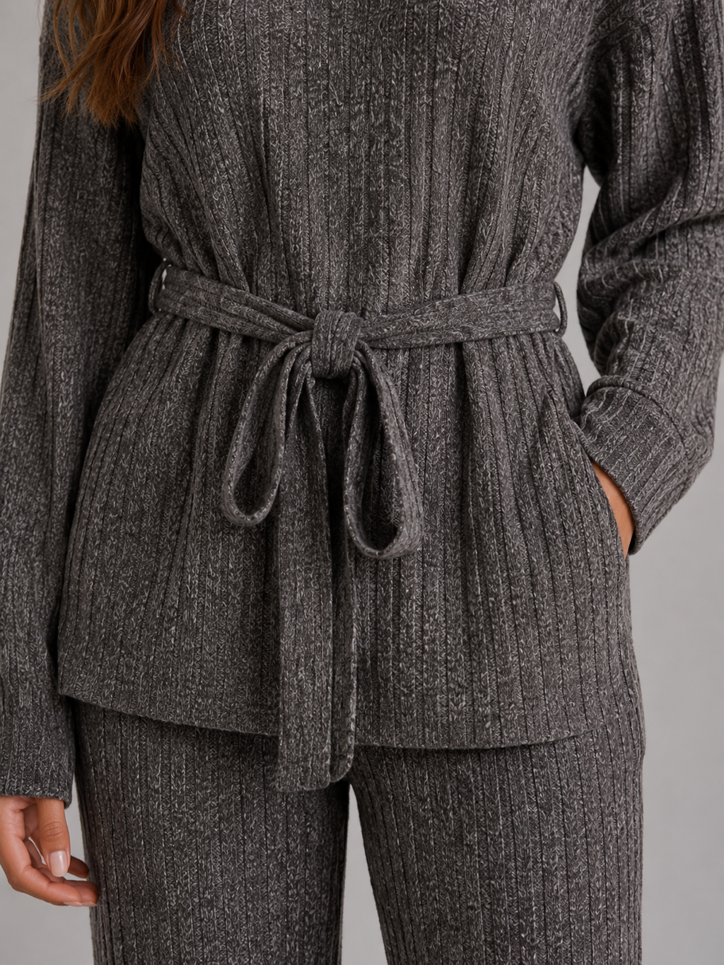 Kacob | Women's Roll Neck Jumper & Wide Leg Trousers Knitted Outfit Set