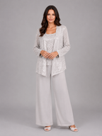 Kacob | Women's Sequin Three-Piece Occasion Trouser Set