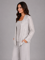 Kacob | Women's Sequin Three-Piece Occasion Trouser Set