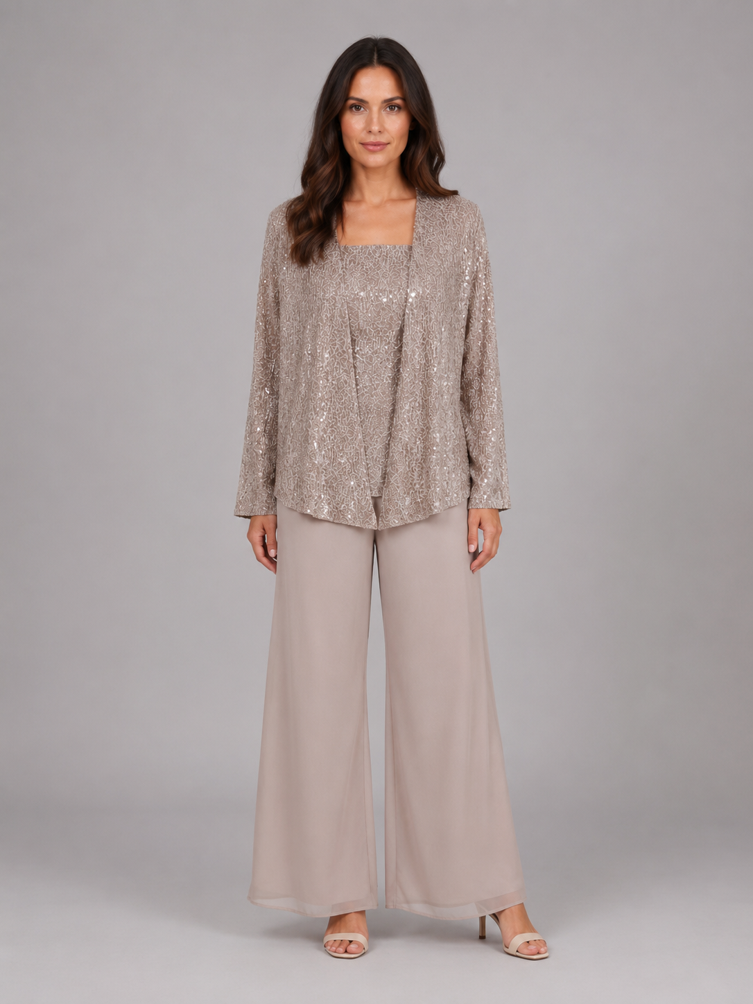 Kacob | Women's Sequin Three-Piece Occasion Trouser Set