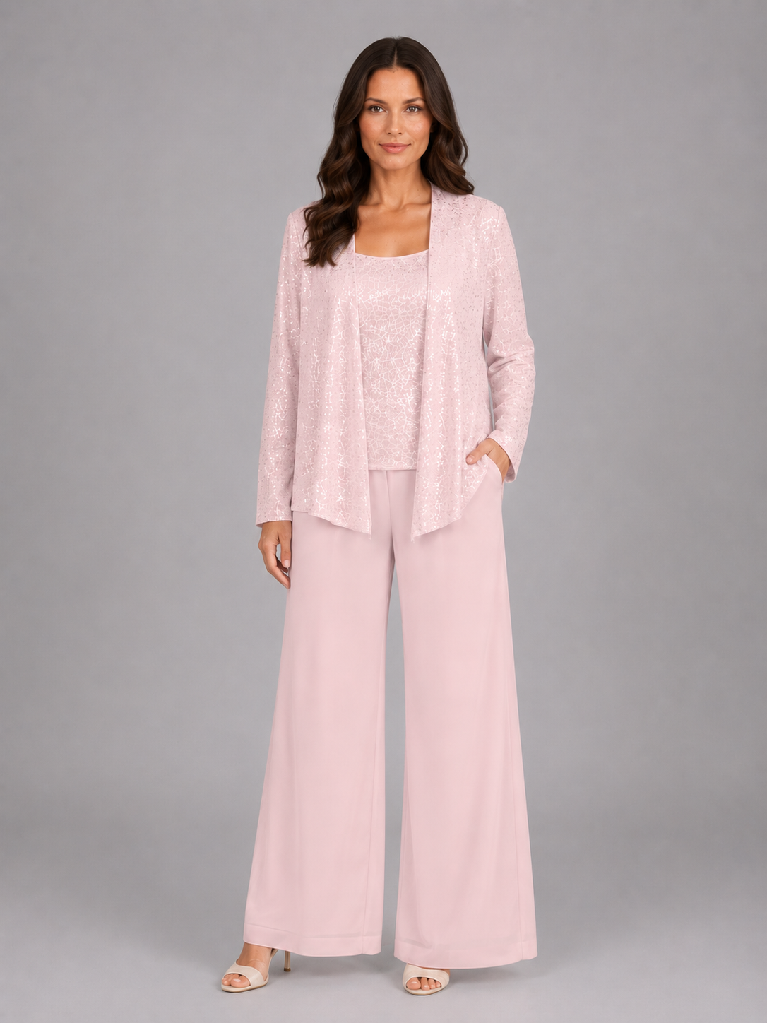 Kacob | Women's Sequin Three-Piece Occasion Trouser Set