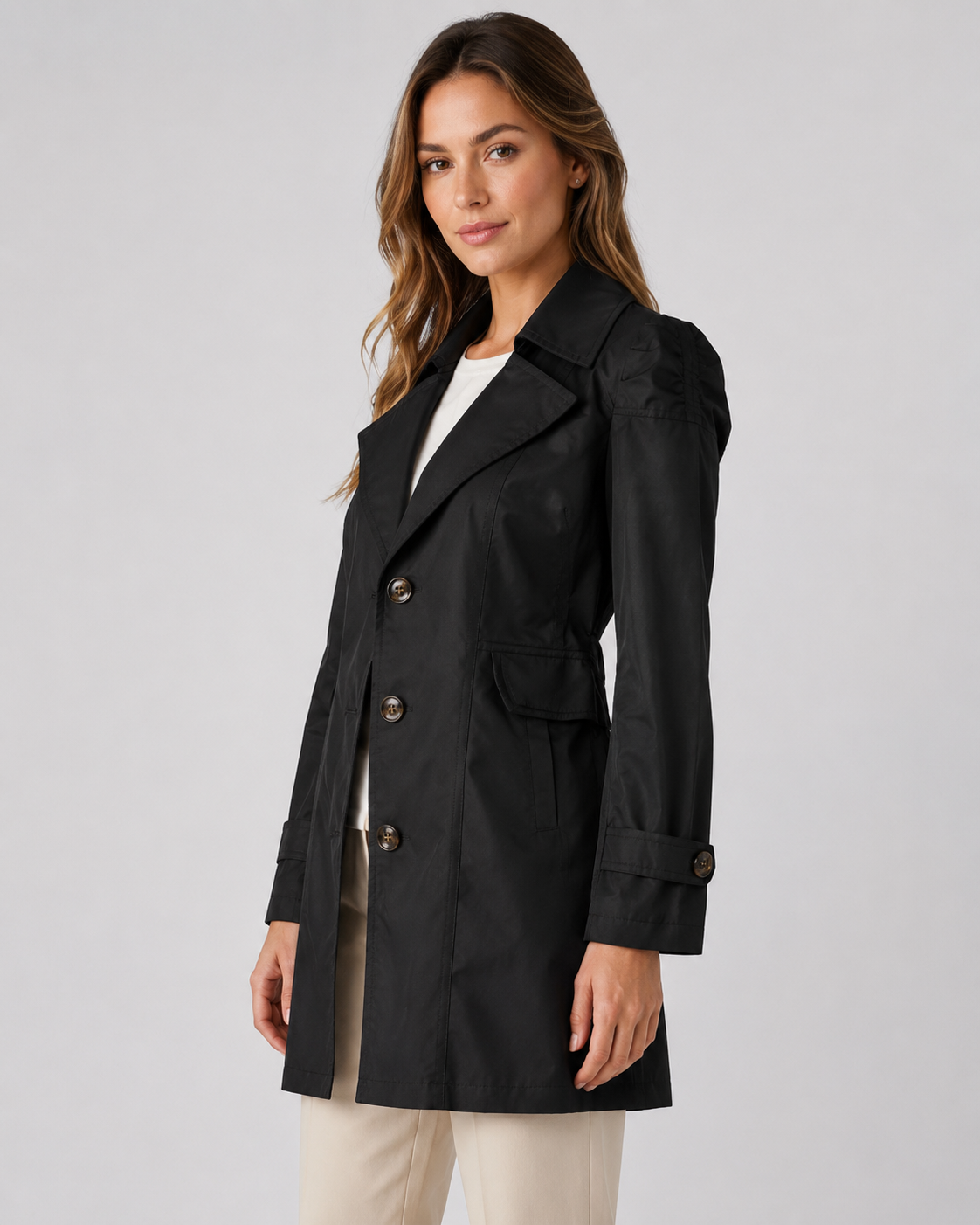 Kacob | Women's Short Single-Breasted Trench Coat