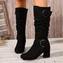 Kacob | Women's Slouch Block Heel Knee High Boots
