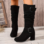 Kacob | Women's Slouch Block Heel Knee High Boots
