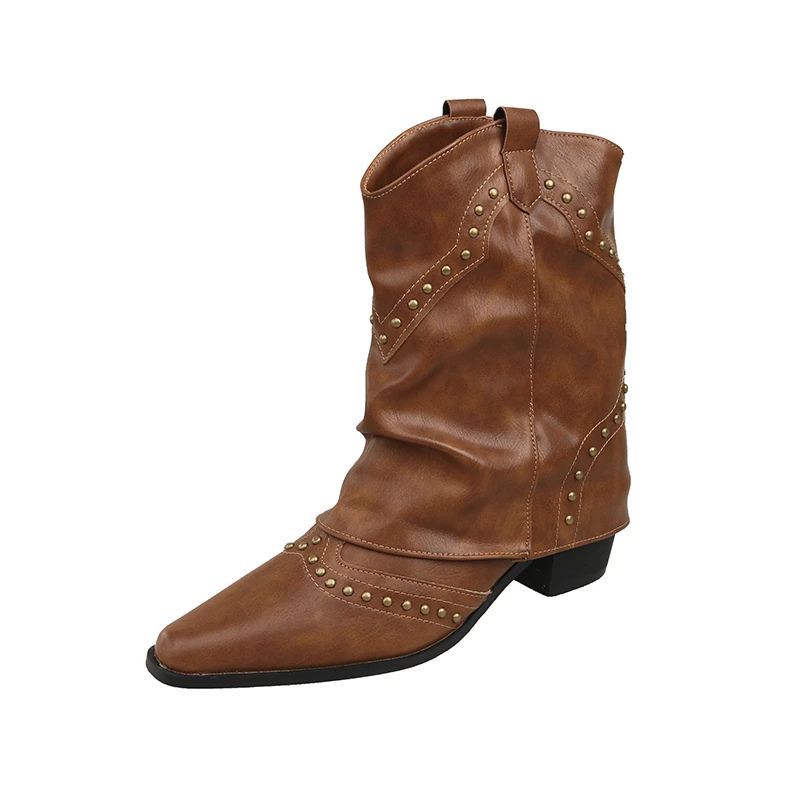 Kacob | Women's Slouch Western Ankle Boots