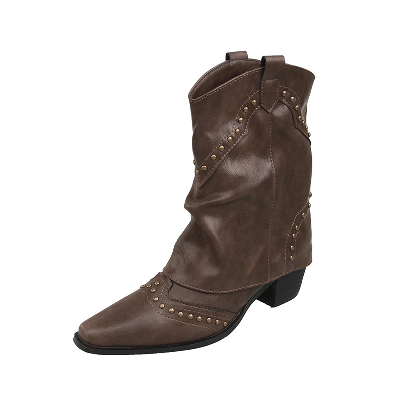 Kacob | Women's Slouch Western Ankle Boots