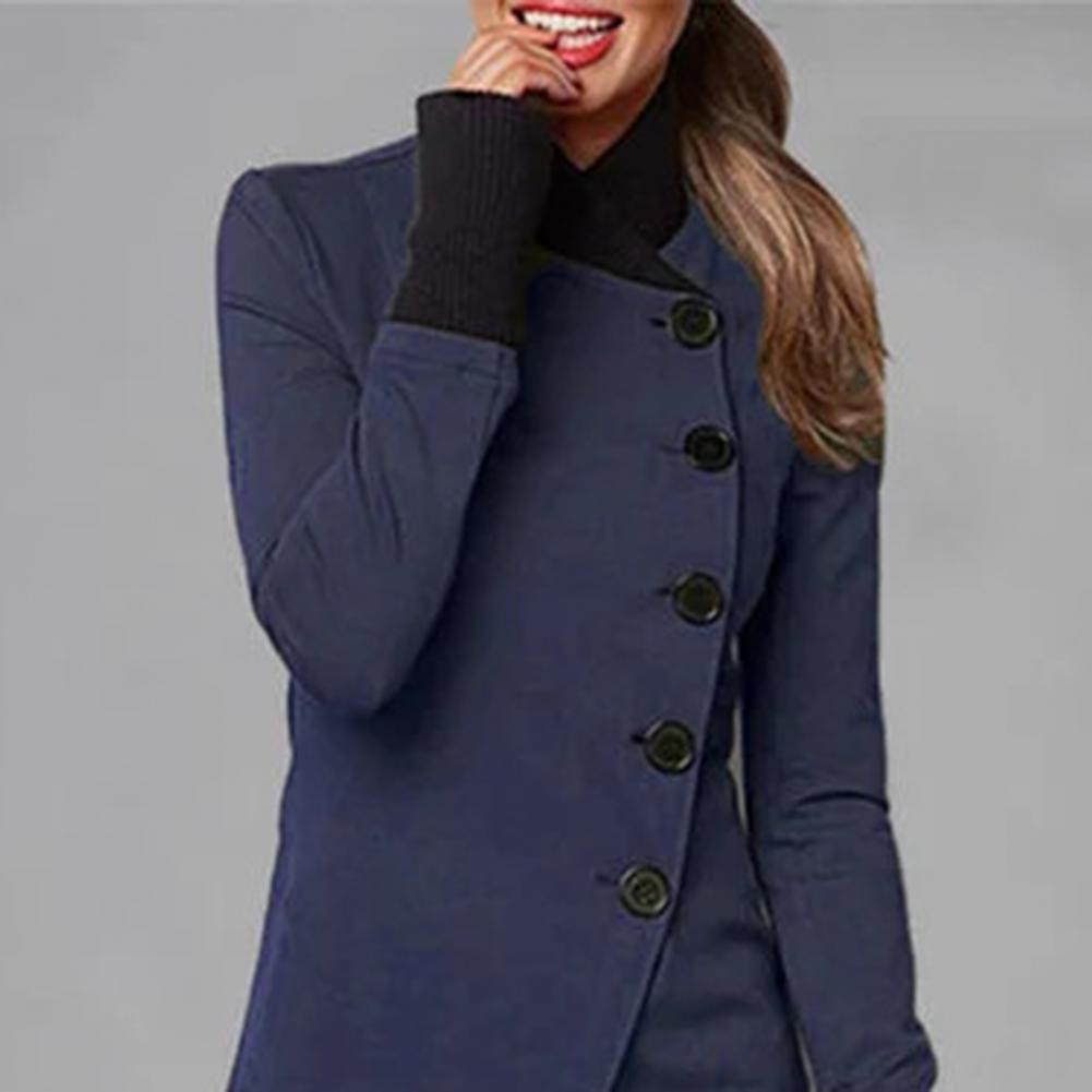 Women's Stand Collar Asymmetric Button Coat