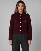 Kacob | Women's Stand Collar Gold Button Jacket