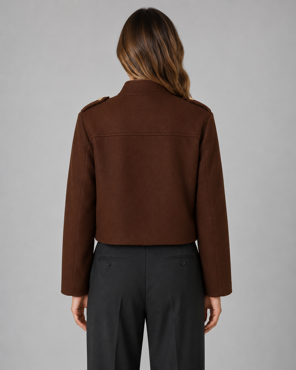 Kacob | Women's Stand Collar Gold Button Jacket