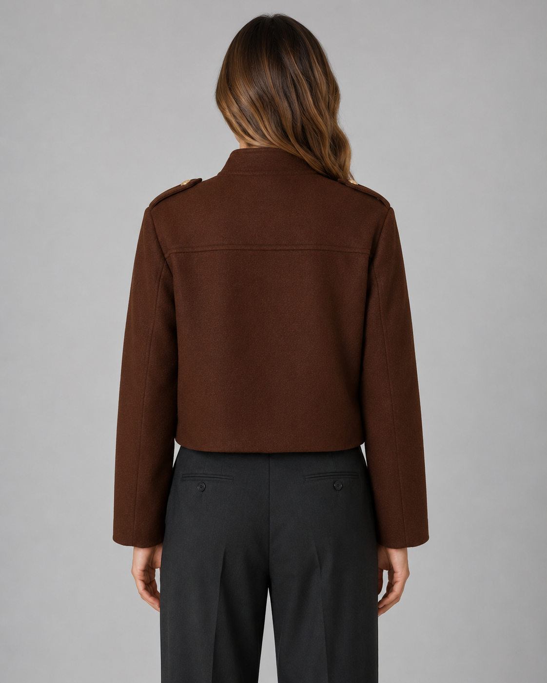 Kacob | Women's Stand Collar Gold Button Jacket