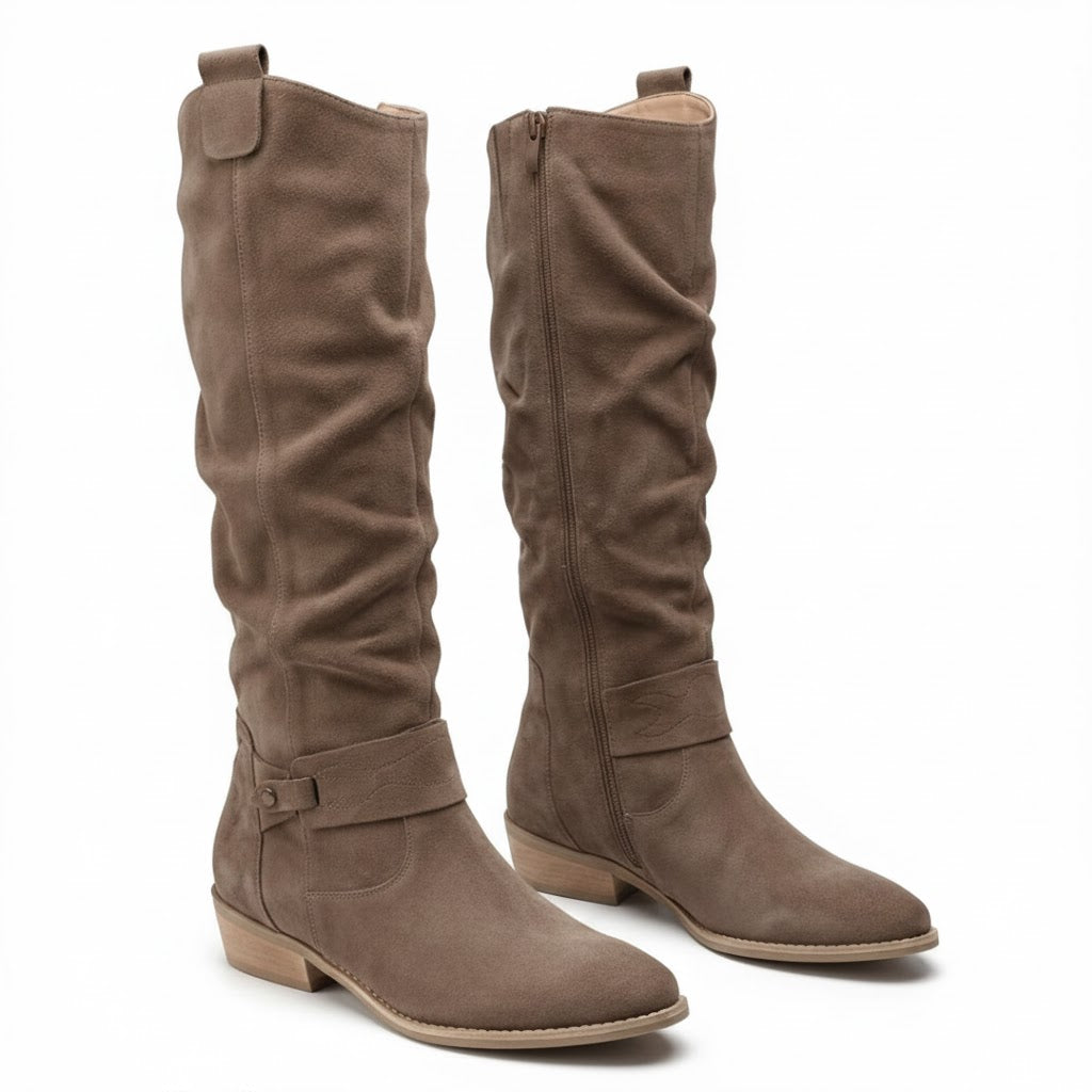 Kacob | Women's Strap Detail Slouch Knee High Boots