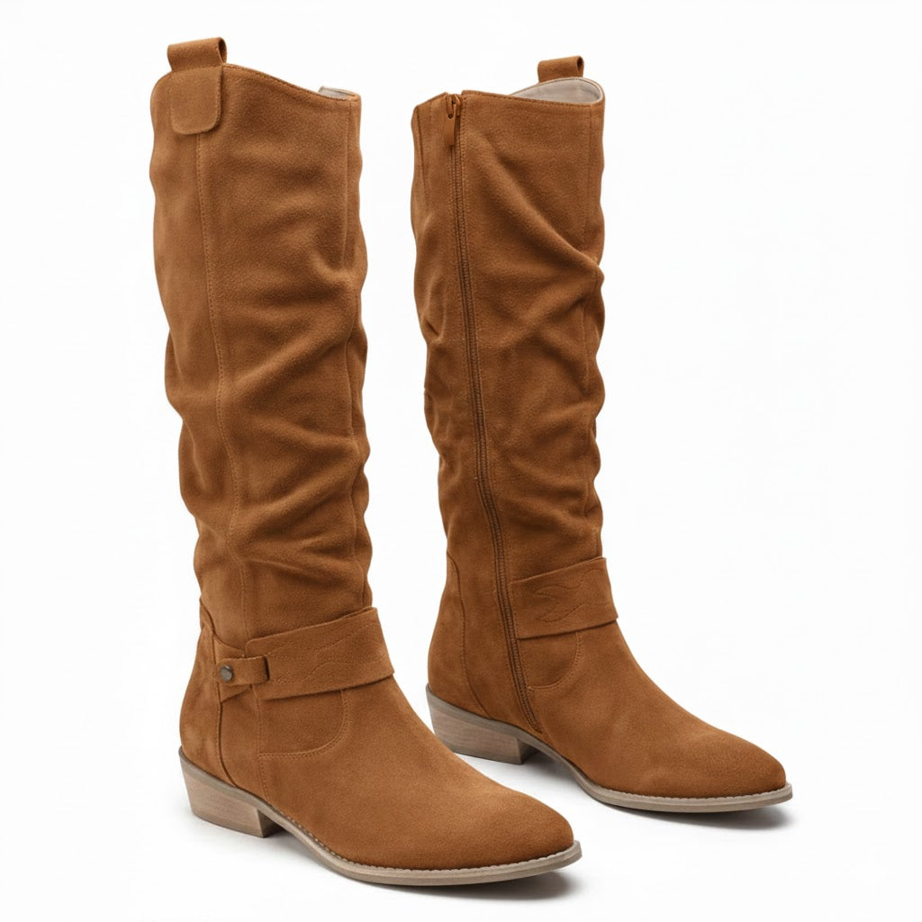 Kacob | Women's Strap Detail Slouch Knee High Boots