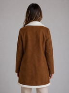 Kacob | Women's Suede-Look Longline Shearling Trim Coat