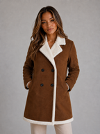 Kacob | Women's Suede-Look Longline Shearling Trim Coat