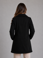Kacob | Women's Suede-Look Longline Shearling Trim Coat