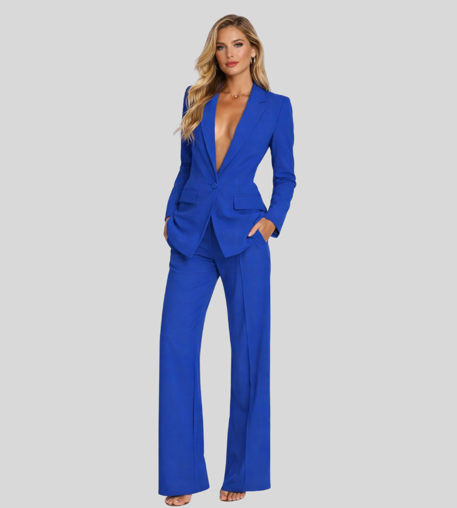 Kacob | Women's Tailored Blazer & Wide Leg Trouser Suit Set