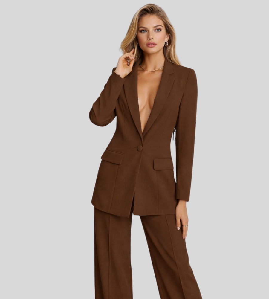 Kacob | Women's Tailored Blazer & Wide Leg Trouser Suit Set