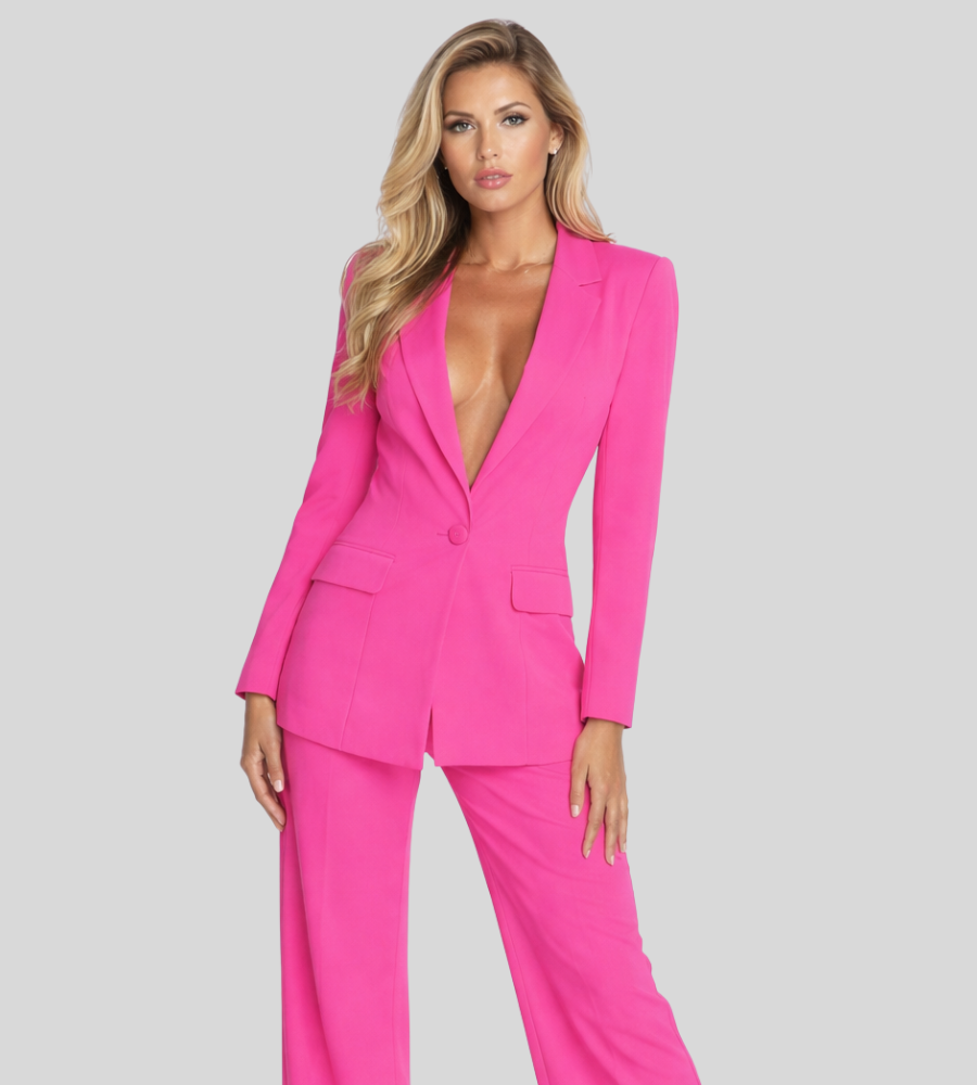Kacob | Women's Tailored Blazer & Wide Leg Trouser Suit Set