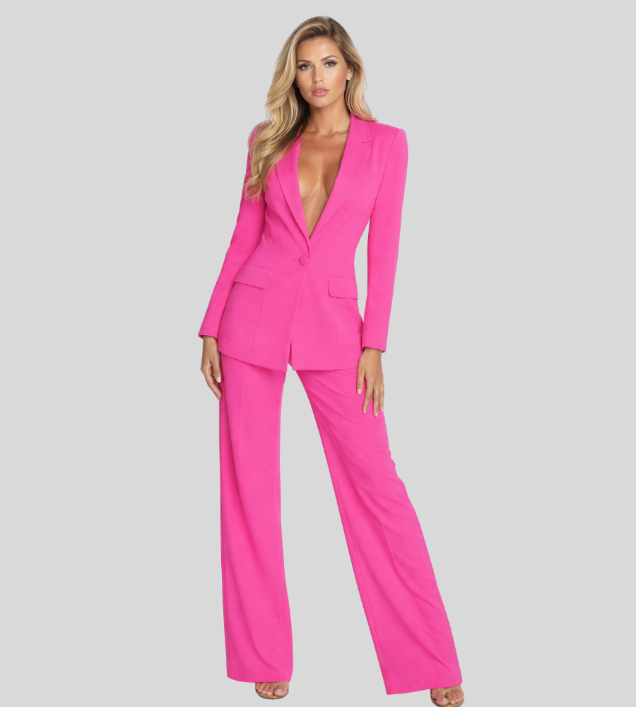 Kacob | Women's Tailored Blazer & Wide Leg Trouser Suit Set
