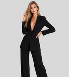 Kacob | Women's Tailored Blazer & Wide Leg Trouser Suit Set