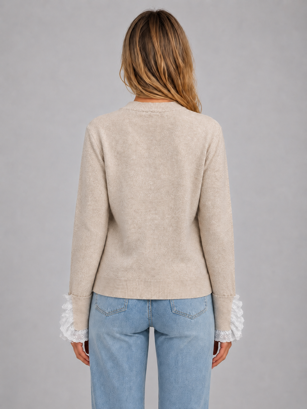 Kacob | Women's Trim Detail Crew Neck Knitted Jumper