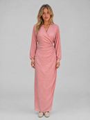 Kacob | Women's V-Neck Ruched Long Sleeve Wrap Maxi Dress