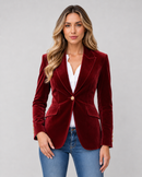 Kacob | Women's Velvet Single Button Blazer