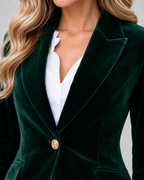 Kacob | Women's Velvet Single Button Blazer