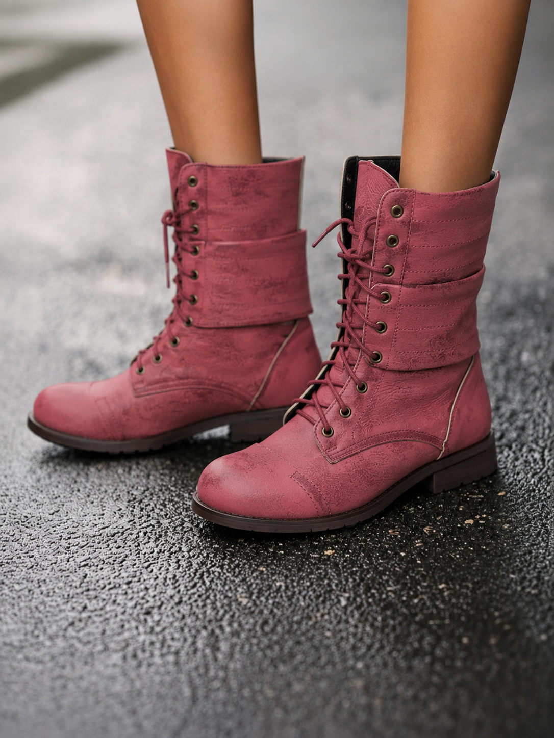 Kacob | Women's Vintage Lace-Up Boots