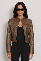 Kacob | Women's Vintage Wash Biker Jacket