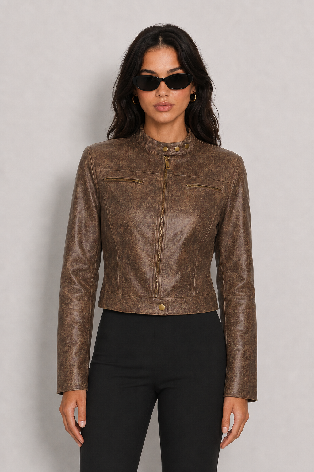 Kacob | Women's Vintage Wash Biker Jacket
