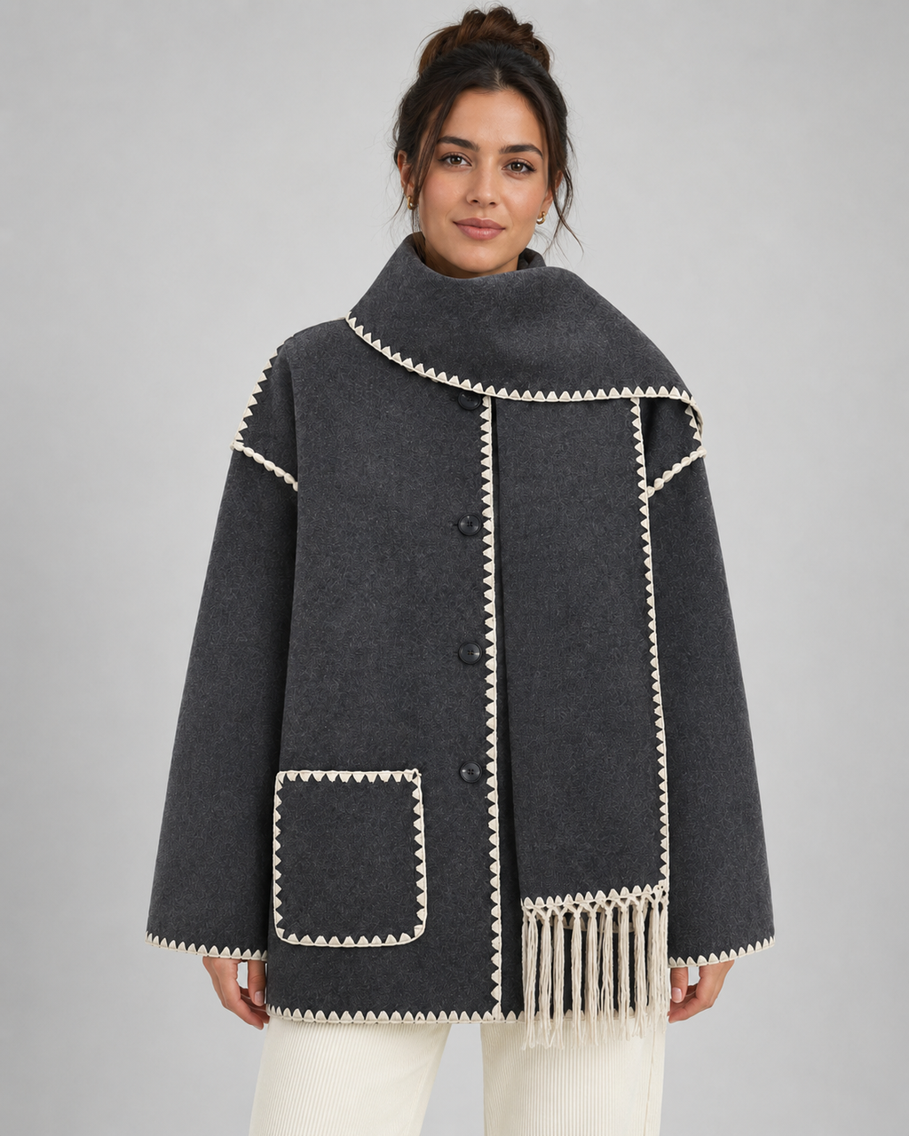 Kacob | Women's Whipstitch Scarf Coat