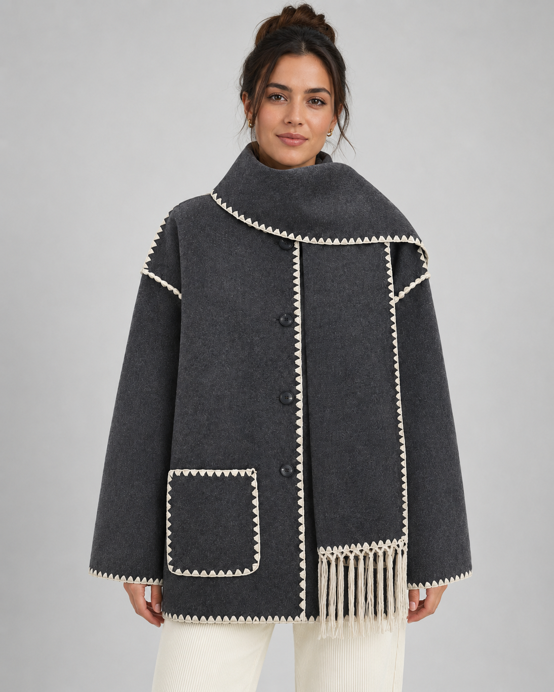 Kacob | Women's Whipstitch Scarf Coat
