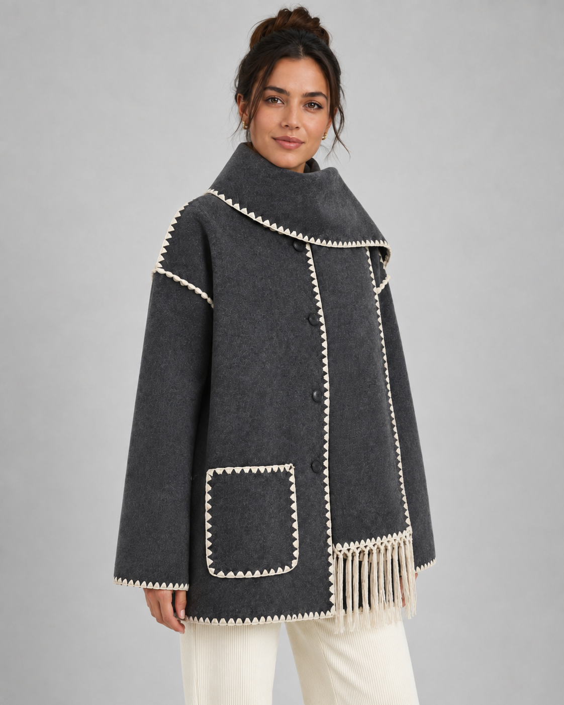 Kacob | Women's Whipstitch Scarf Coat