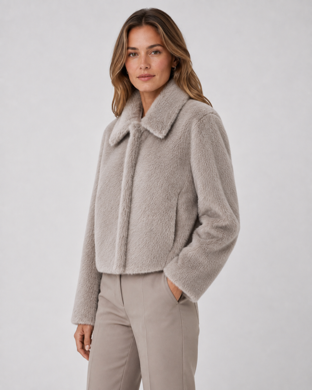 Kacob | Women's Wide Collar Faux Fur Jacket