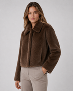 Kacob | Women's Wide Collar Faux Fur Jacket