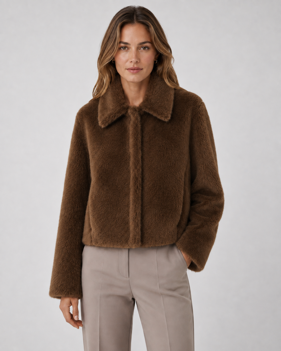 Kacob | Women's Wide Collar Faux Fur Jacket