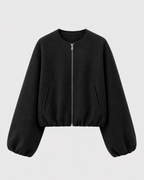 Kacob | Women's Wool-Blend Cropped Bomber Jacket