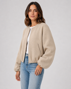 Kacob | Women's Wool-Blend Cropped Bomber Jacket