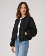 Kacob | Women's Wool-Blend Cropped Bomber Jacket