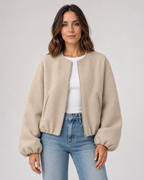Kacob | Women's Wool-Blend Cropped Bomber Jacket