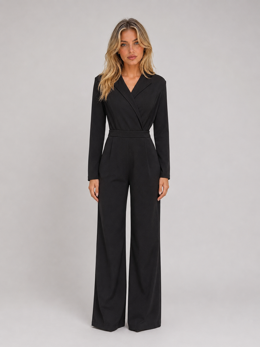 Kacob | Women's Wrap Front Belted Wide Leg Jumpsuit