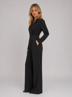 Kacob | Women's Wrap Front Belted Wide Leg Jumpsuit