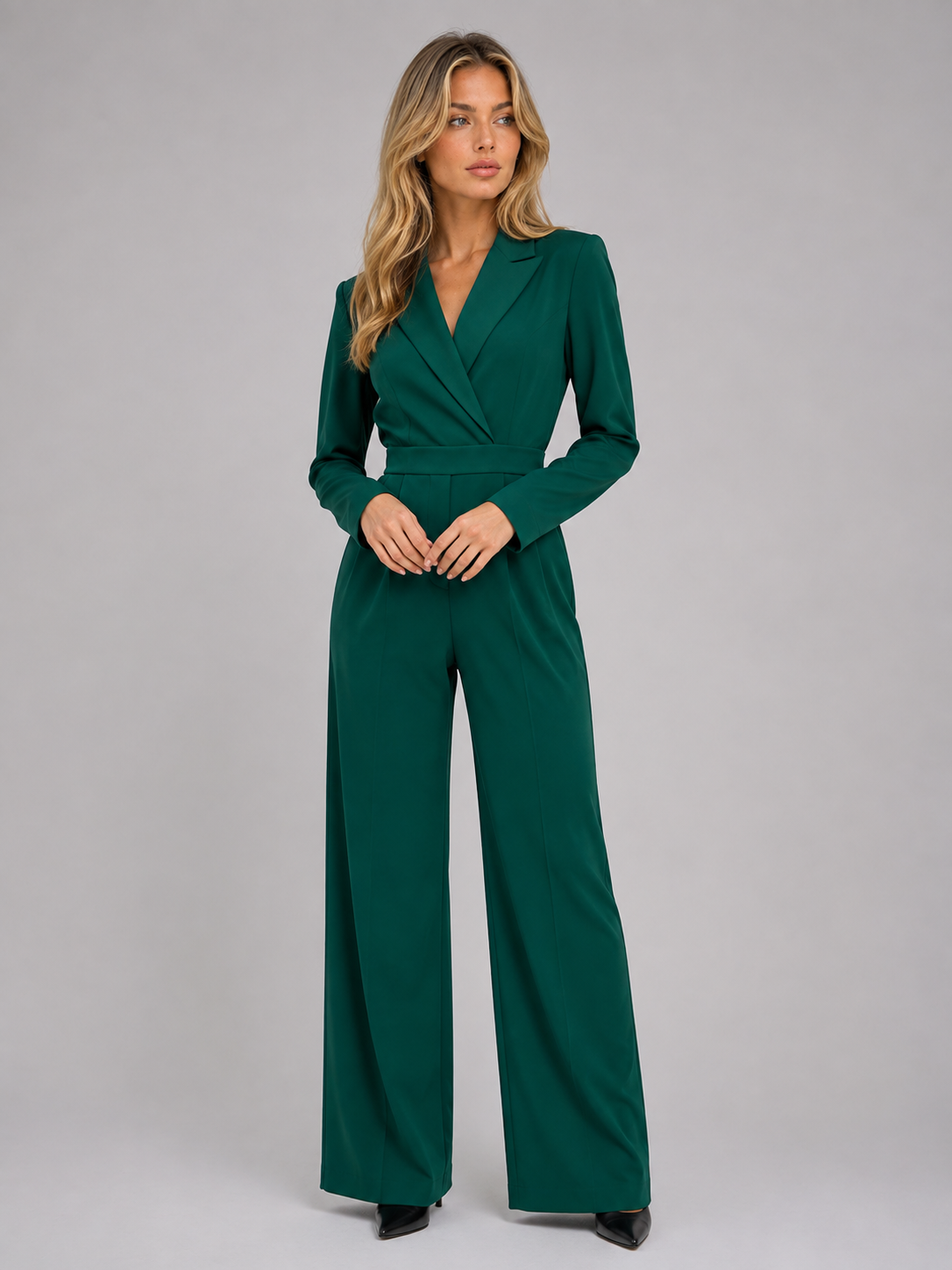 Kacob | Women's Wrap Front Belted Wide Leg Jumpsuit