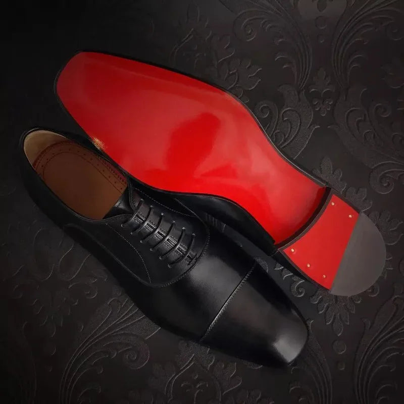 Luca Giordano Leather Oxford Shoes Italian Red Sole