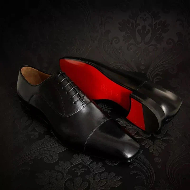 Luca Giordano Leather Oxford Shoes Italian Red Sole