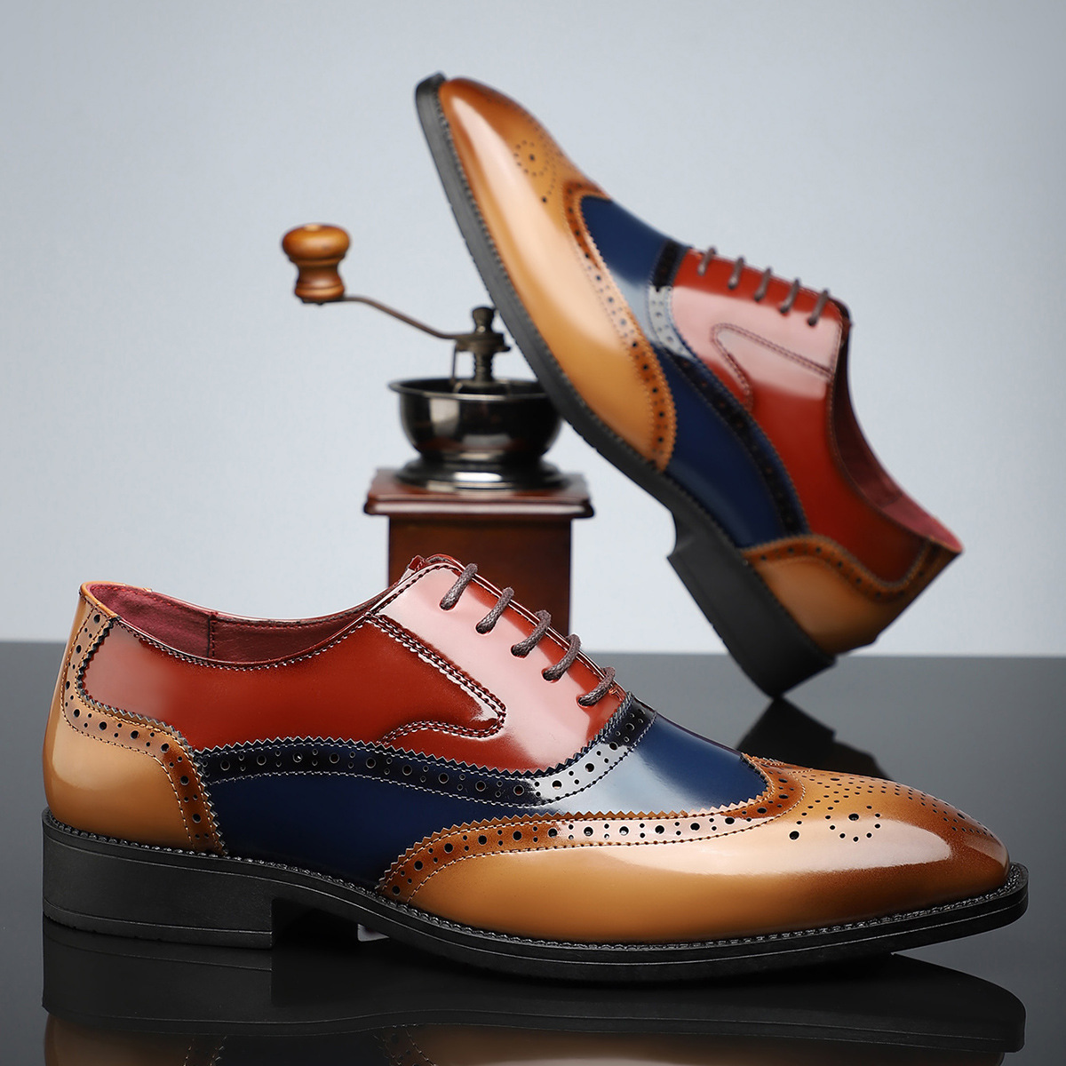 Men’s Dress Shoes – High-Shine Patent Leather, Classic Wingtip Brogue