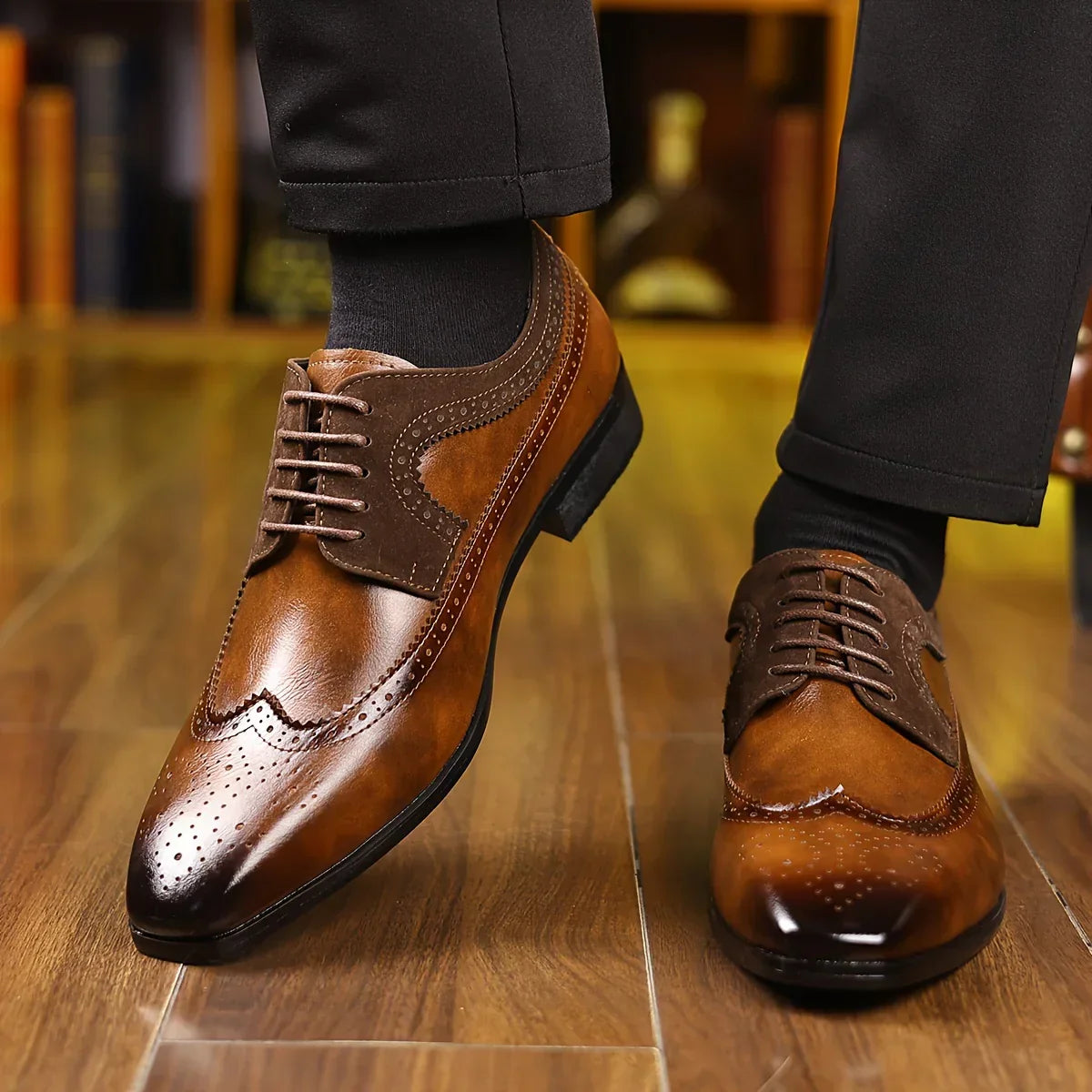 Men's Classic Black Leather Formal Dress Shoes