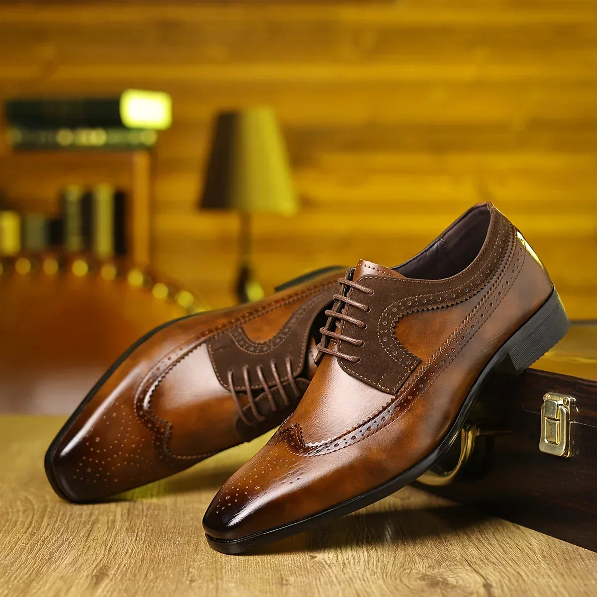 Men's Classic Black Leather Formal Dress Shoes